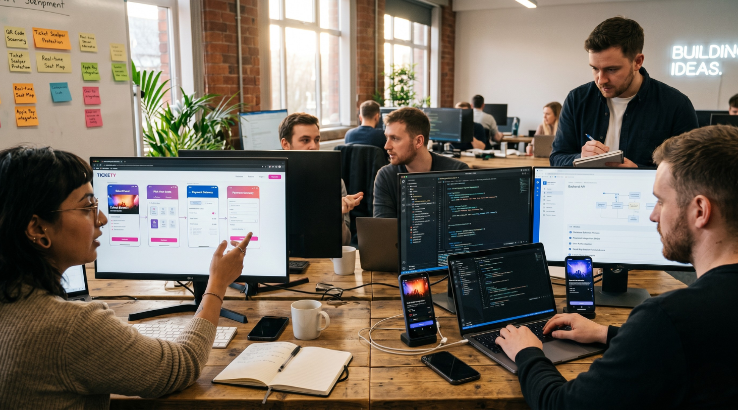 developers discuss the creation process of Event Ticketing App